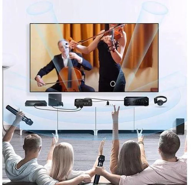 Alt view image 11 of 14 - 2 in 1 Out HDMI 2.0b Audio Extractor Switch 4K@60Hz with Remote, eARC ARC HDMI Audio Converter, 7.1CH Dolby Atmos, Optical SPDIF, Coaxial & 3.5mm Audio Output, HDCP 2.3 Compliant