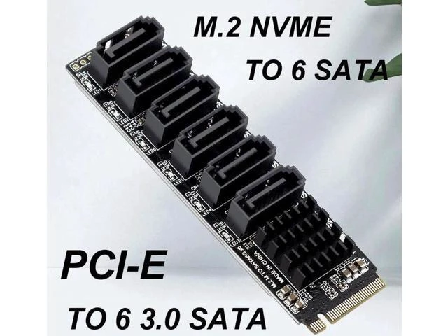 Alt view image 8 of 14 - to SATA Expansion Card M.2 to SATA Adapter M2 Connector Internal SSD SATA 3 Port Multiplier NGFF M Key to SATA3 Controller