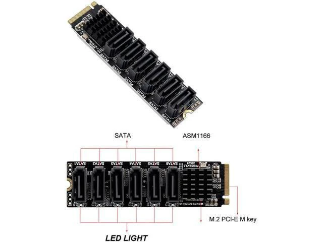 Alt view image 12 of 14 - to SATA Expansion Card M.2 to SATA Adapter M2 Connector Internal SSD SATA 3 Port Multiplier NGFF M Key to SATA3 Controller