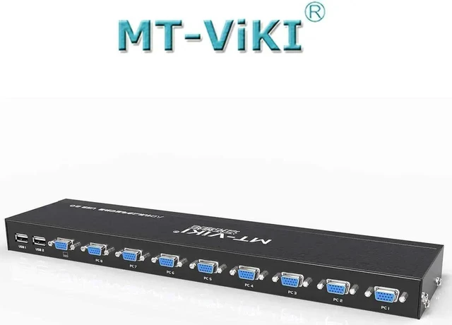 Alt view image 10 of 14 - KVM Switch 8 Port KVM Switch VGA USB+8 Cables 2 in1 & Wired Extended Selector, MT-VIKI 8x1 Rackmount KVM VGA Switch