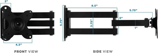 Alt view image 13 of 14 - Mount-It! Small TV Monitor Wall Mount Arm | VESA Wall Mount Bracket | Fits 19 20 21 22 23 24 25 26 27 Inch Display Screens | 75 100 VESA and RV Compatible | Tilts and Swivels | Holds up to 40 Pounds
