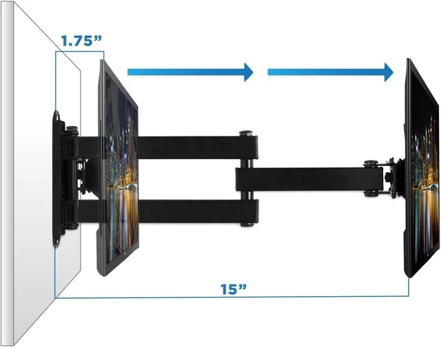 Alt view image 12 of 14 - Mount-It! Small TV Monitor Wall Mount Arm | VESA Wall Mount Bracket | Fits 19 20 21 22 23 24 25 26 27 Inch Display Screens | 75 100 VESA and RV Compatible | Tilts and Swivels | Holds up to 40 Pounds