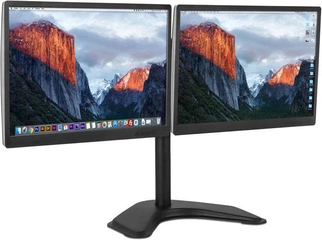 Alt view image 8 of 14 - Mount-It! Dual Monitor Stand for Desk - 2 Screen Mount for Two Computer Screens up to 32 Inch and 17 Lbs - Free-Standing Base Swivels, Tilt, Rotates 360 Adjustable Arms - VESA Compatible Sturdy Steel