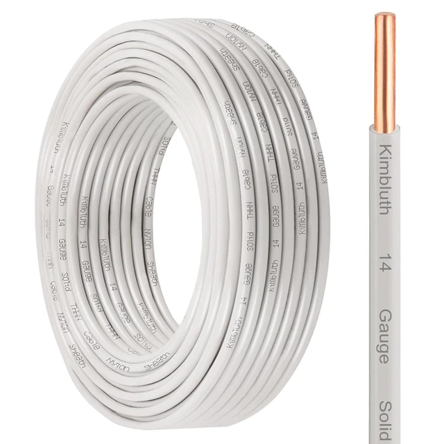 Alt view image 7 of 12 - THHN Wire 14 Gauge 25 FT OFC Electrical Wire, 14 AWG Solid Copper Wire Rated up to 600V Building Wire Nylon Jacket for Residential, CNC, Ground, Industrial (14 Gauge, White)