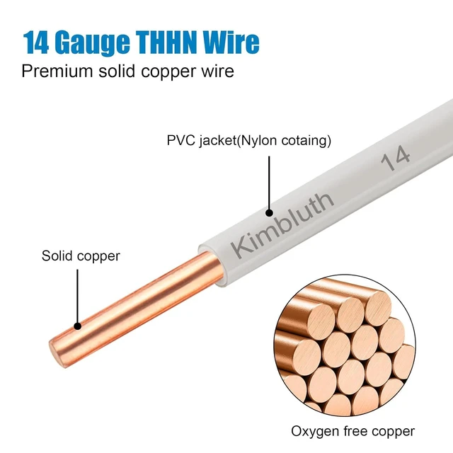 Alt view image 8 of 12 - THHN Wire 14 Gauge 25 FT OFC Electrical Wire, 14 AWG Solid Copper Wire Rated up to 600V Building Wire Nylon Jacket for Residential, CNC, Ground, Industrial (14 Gauge, White)