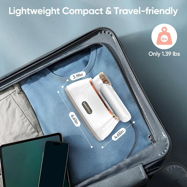 Alt view image 12 of 14 - SoleoFlare Steamer for Clothes & Iron 2in1, 1200W Travel Steam Iron, 5 Modes LCD, 180ml for 20 Min Steam, UL 141 Tests Passed, White, 120V