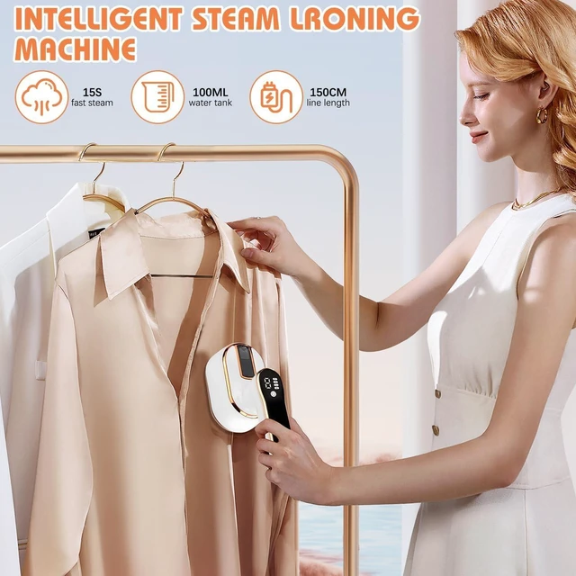 Alt view image 9 of 14 - Upgrade Saker plus Steam Iron, 3 Steam Levels Clothes Steamer, 2-In-1 Steamer and Iron Professional Heavy-Duty Steam Travel Irons for Clothes, Suitable for Wool, Silk, Knitwear, Linen (White)