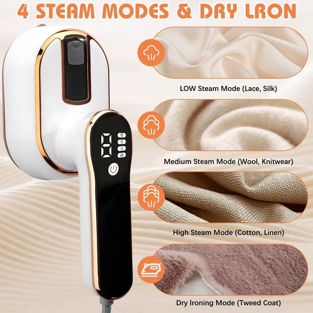 Alt view image 10 of 14 - Upgrade Saker plus Steam Iron, 3 Steam Levels Clothes Steamer, 2-In-1 Steamer and Iron Professional Heavy-Duty Steam Travel Irons for Clothes, Suitable for Wool, Silk, Knitwear, Linen (White)