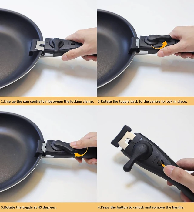 Alt view image 14 of 14 - 16 Pieces Kitchen Removable Handle Cookware Sets, Stackable Pots and Pans Set Nonstick for Induction Gas RVs Camping Space Saving