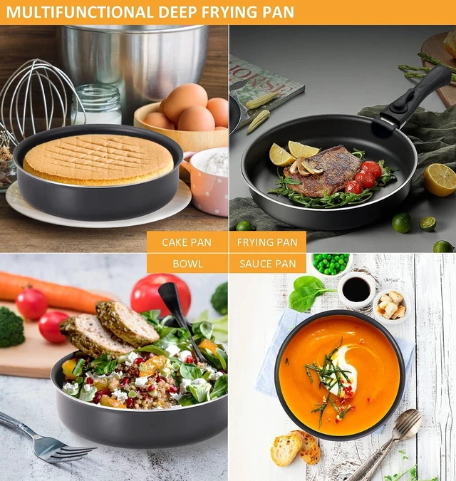 Alt view image 13 of 14 - 16 Pieces Kitchen Removable Handle Cookware Sets, Stackable Pots and Pans Set Nonstick for Induction Gas RVs Camping Space Saving