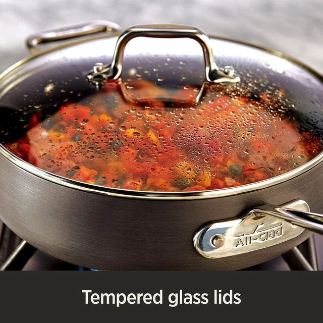 Alt view image 12 of 14 - All-Clad HA1 Hard Anodized Nonstick Glass Lid Set 10, 12 Inch Pots and Pans, Cookware Black