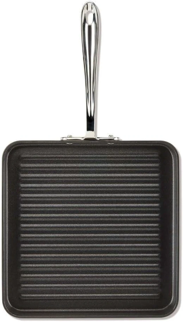 Alt view image 8 of 14 - All-Clad HA1 Hard Anodized Nonstick Grill 11x11 Inch Oven Safe 350F Pots and Pans, Cookware Black