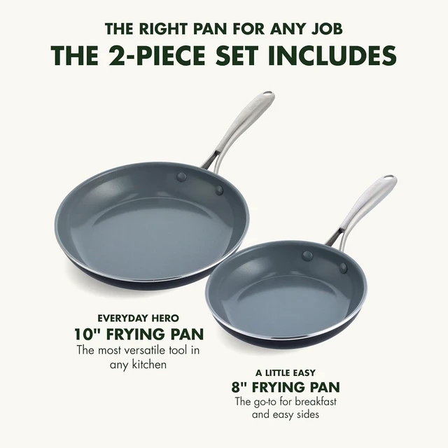 Alt view image 12 of 14 - GreenPan Swift Healthy Ceramic Nonstick, 8" and 10" Frying Pan Skillet Set, Stainless Steel Handles, PFAS-Free, Dishwasher Safe, Oven Safe, Black