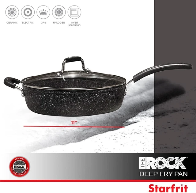 Alt view image 8 of 12 - Starfrit The Rock Classic 11" (28cm) Non-Stick Deep Fry Pan with Helper Handle - Durable Forged Aluminum - Oven Safe - PFOA Free - Easy to Clean