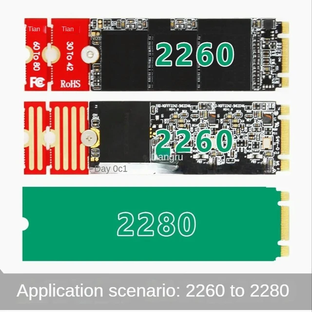 Alt view image 5 of 6 - 1Pcs M2 M2PLUS NGFF NVME SSD Adapter M.2 Extended Transfer 2230 2242 2260 2280 Aircraft M2 Change Long Size U.2 M3 M.3 24BB