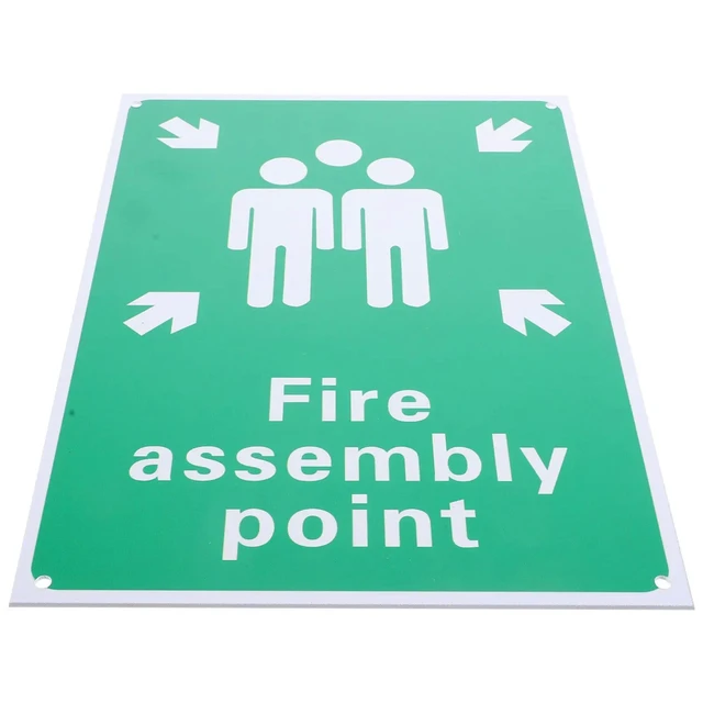 Alt view image 5 of 6 - Fire Assembly Point Sign PVC Sturdy Lightweight Emergency Safety Sign for Office Bar Garage Outdoor Fire Safety Warning Board