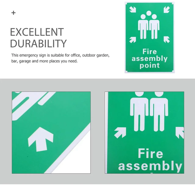 Alt view image 6 of 6 - Fire Assembly Point Sign PVC Sturdy Lightweight Emergency Safety Sign for Office Bar Garage Outdoor Fire Safety Warning Board