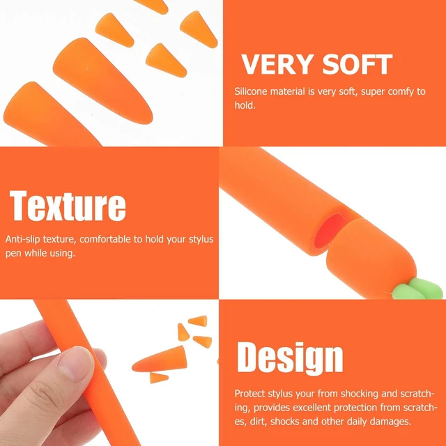 Alt view image 6 of 6 - Carrot Silicone Stylus Sleeve Cover Orange Ergonomic Grip Compatible Pencil 1 Anti-Slip Protective Cover Reduce Wrist