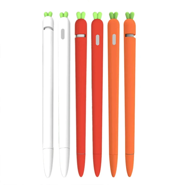 Alt view image 4 of 6 - Carrot Shaped Silicone Stylus Grip Holder Red Ergonomic Design Anti-Slip Texture for Pencil 1 Lightweight