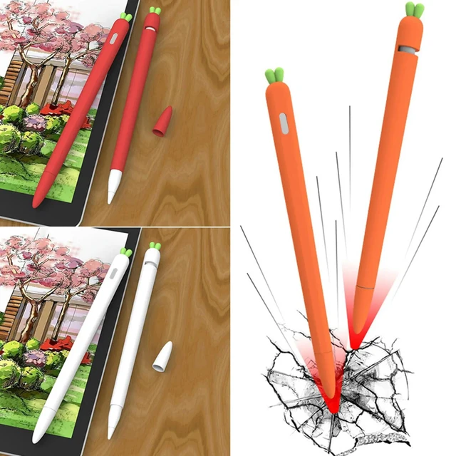 Alt view image 5 of 6 - Carrot Shaped Silicone Stylus Grip Holder Red Ergonomic Design Anti-Slip Texture for Pencil 1 Lightweight