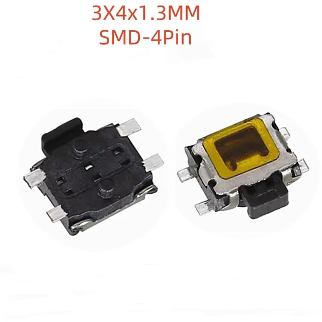 Alt view image 3 of 4 - 50PCS Tact switch 3 * 4 * 1.3 patch, four-legged 3X4x1.3MM small turtle, side sticker button button switch