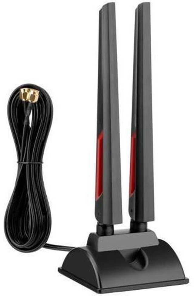 Alt view image 7 of 12 - WiFi 6E Tri-Band Antenna 2.4G/5G/6G, Magnetic Base RP-SMA Antenna with Extension Cable for Desktop PC