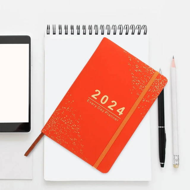 Alt view image 4 of 6 - 2024 Schedule Notebook English Agenda Notepad Wear Resistant Office Supply Daily Planner Organizer for Time Management and Habit