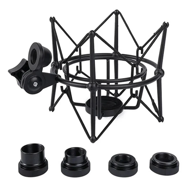 Alt view image 4 of 6 - Microphone Shock Mount Adjustable Mount Recording Mic Stand l Bracket Pod Microphone Stand (Black)