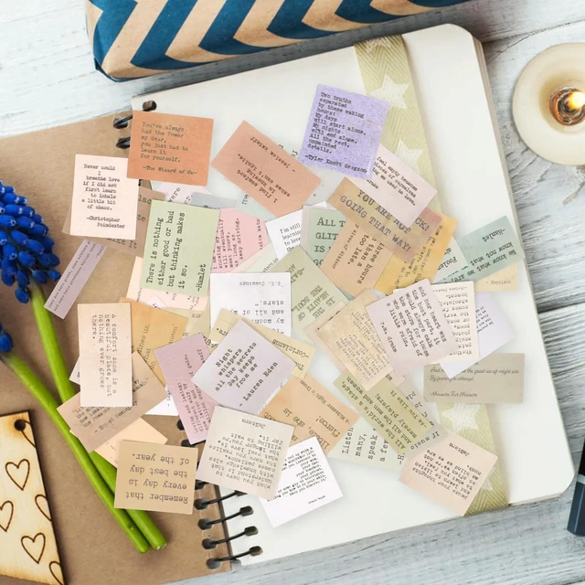 Alt view image 5 of 6 - 60Pcs Inspirational Quote Stickers Vintage Motivational Words Scrapbooking DIY Planner Journal Decals Journaling Stickers