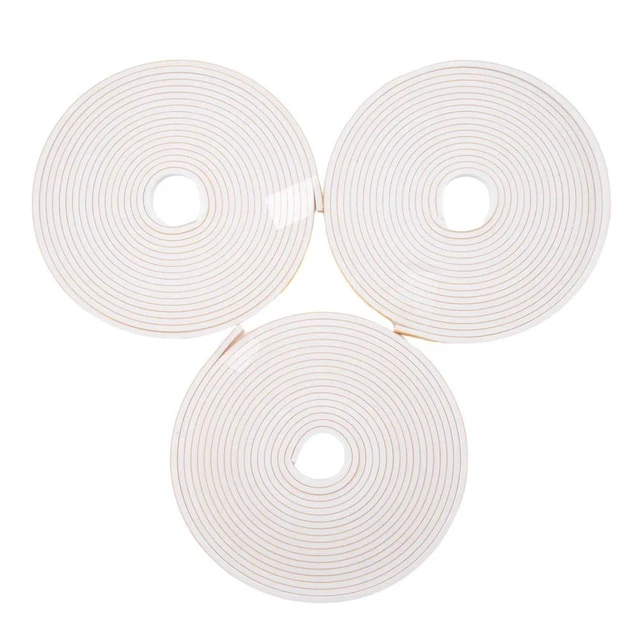 Alt view image 4 of 6 - Self Adhesive Foam Tape Door Window Seal Door Draught Excluder Weatherstripping, 6mm Wide x 3mm Thick 3 Pcs Each White