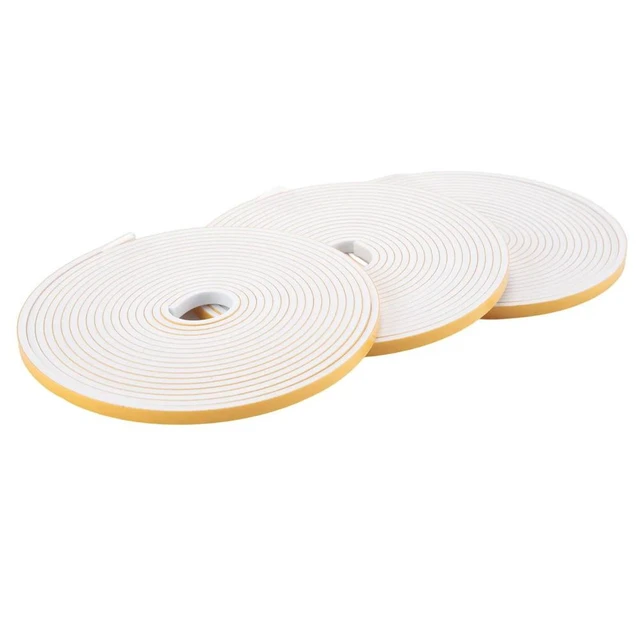 Alt view image 5 of 6 - Self Adhesive Foam Tape Door Window Seal Door Draught Excluder Weatherstripping, 6mm Wide x 3mm Thick 3 Pcs Each White