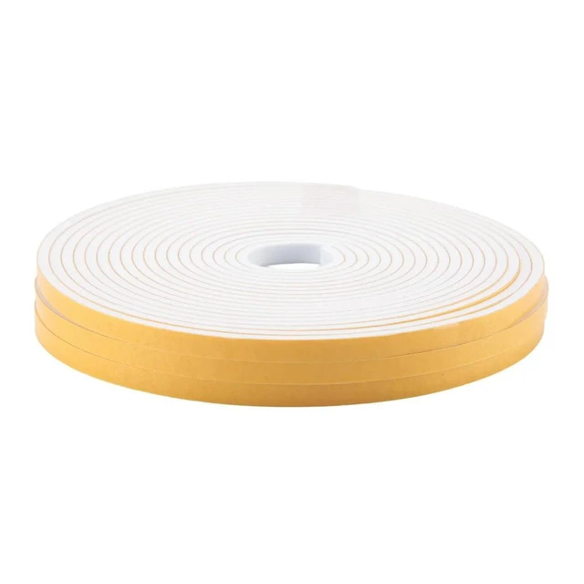 Alt view image 6 of 6 - Self Adhesive Foam Tape Door Window Seal Door Draught Excluder Weatherstripping, 6mm Wide x 3mm Thick 3 Pcs Each White