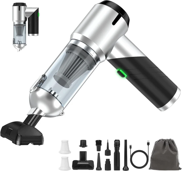 Alt view image 8 of 14 - HIXO Car Vacuum Portable Cordless Foldable Mini Vacuum, 17000PA Strong Suction, 40mins Runtime, 4-in-1 Air Duster & Air Blower Handheld Vacuum with One-Click Dust Removal for Car, Home,Office Pet