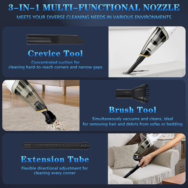Alt view image 11 of 14 - XGJUCE Handheld Vacuum Cordless,Car Vacuum Portable Cordless Rechargeable Hand Vacuum with LED Light, 6kpa Powerful Suction with Three Types of Suction Heads and Filters for Cat/Home/Office Cleaning