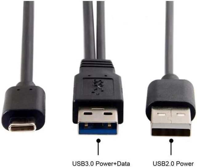 Alt view image 4 of 6 - USB-C to USB 3.0 + USB 2.0 Dual Power Data Y Cable, 60cm Cord for Laptop and Hard Disk