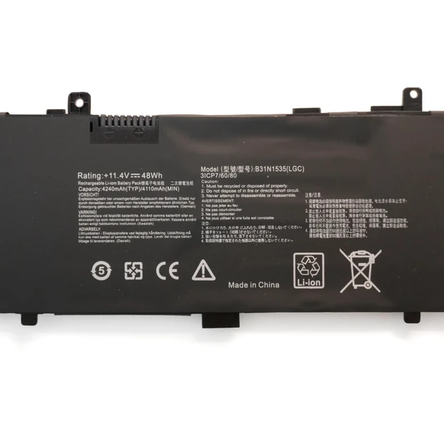 Alt view image 2 of 7 - B31N1535 3ICP7/60/80 0B200-02020000 Laptop Battery Replacement for Asus ZenBook UX310 UX310UA UX310UQ UX310UF UX410 UX410UA UX3410UA UX410UQ U4000U U400UQ UX410UF RX310U FB097T FC062T(11.4V 48Wh)