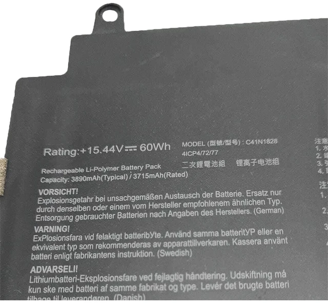 Alt view image 2 of 3 - Hubei C41N1828 0B200-03020200 0B20003020200 Laptop Battery Replacement for ASUS ROG Zephyrus S GX531 GX531G GX531GV GX531GW GX531GXR Series(15.44V 60Wh)