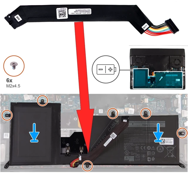 Alt view image 3 of 5 - Deal4GO EDQ51 6CELL Battery Cable KFYKM 0KFYKM DC02003KG00 Replacement for Dell Alienware M15 R2 M17 R2 Gaming Laptop