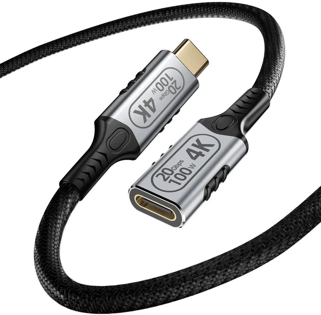 Main image of 2ft Short USB C Extension Cable, 100W PD Charging USB-C 3.2 Extension Cord, 20Gbps High Speed Data / 4K Video USB-C Female to Male Cable Compatible with Thunderbolt 4/3