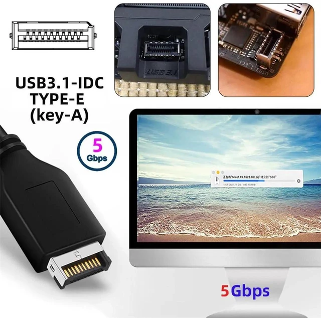 Alt view image 4 of 7 - 19/20Pin Header to USB 3.0 20Pin & Type-E Dual Ports Splitter, 5Gbps 1-to-2 HUB Adapter, PCBA Type for Desktop PC Motherboard