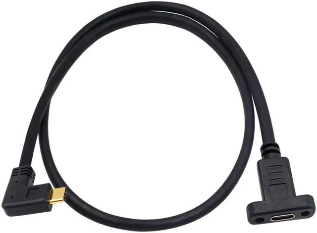 Main image of 90 Degree USB C Male to Female Extension Cable 2FT/60cm, Right Angled USB 3.1 Type C Extender with Panel Mount Screw Hole for Charging & Data Sync