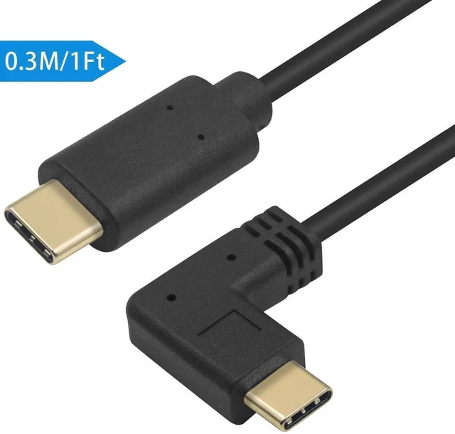 Alt view image 3 of 7 - 30CM Short USB C to USB C Right Angle Cable, USB 3.1 90 Degree Type C Fast Charging Cord, 60W 10Gbps Compatible with Galaxy S20 MacBook Pro