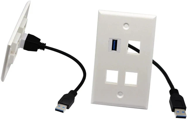 Alt view image 3 of 7 - 9 Inch/22CM USB 3.0 Keystone Jack Insert Cable, White USB 3.0 A Female to Male Extension Connector, Wall Plate Outlet Panel Adapter Cable for Keystone Port Installation