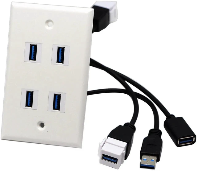 Alt view image 7 of 7 - 9 Inch/22CM USB 3.0 Keystone Jack Insert Cable, White USB 3.0 A Female to Male Extension Connector, Wall Plate Outlet Panel Adapter Cable for Keystone Port Installation