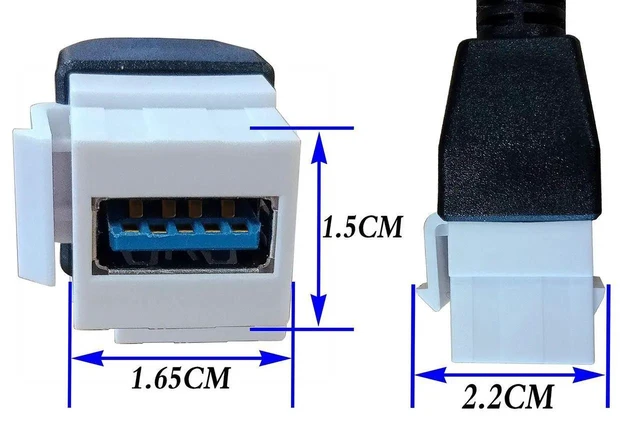 Alt view image 5 of 7 - 9 Inch/22CM USB 3.0 Keystone Jack Insert Cable, White USB 3.0 A Female to Male Extension Connector, Wall Plate Outlet Panel Adapter Cable for Keystone Port Installation