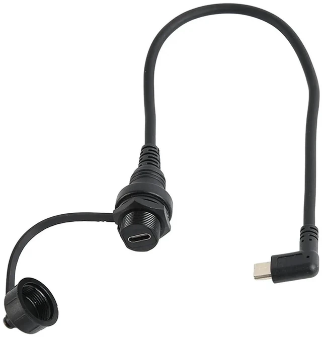 Main image of Right Angle Type C Male to Female Flush Panel Mount Extension Cable USB 2.0 480Mbps Dashboard Mount Cable for Car Boat Motorcycle