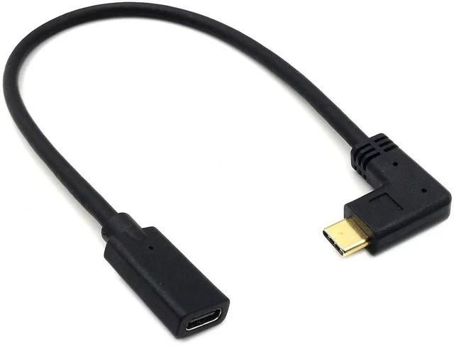 Main image of USB C Right Angle Extension Cable 30CM, PD 3.1 90 Degree Type C Short Extender Cord, 3A Fast Charging Data Cable for Laptop PC Mobile Phone