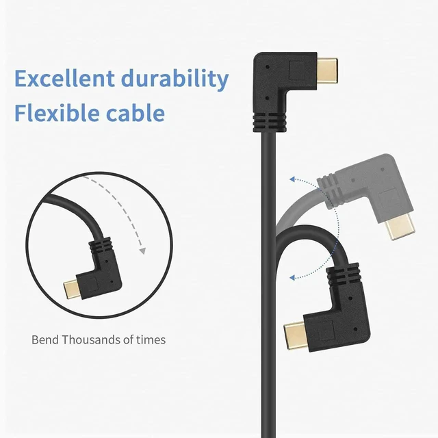 Alt view image 2 of 7 - USB C Right Angle Extension Cable 30CM, PD 3.1 90 Degree Type C Short Extender Cord, 3A Fast Charging Data Cable for Laptop PC Mobile Phone