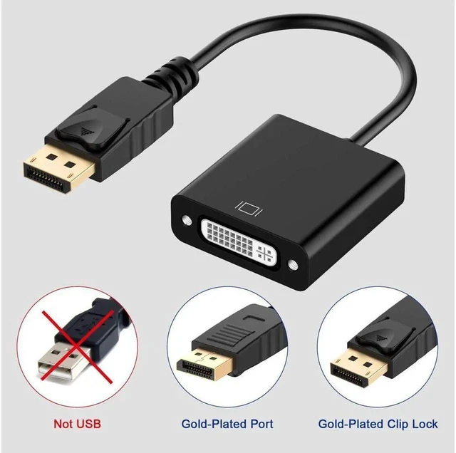 Alt view image 7 of 7 - DisplayPort to DVI DVI-D Single Link Adapter, Display Port to DVI Converter Male to Female Black Compatible for HP and Other Brand