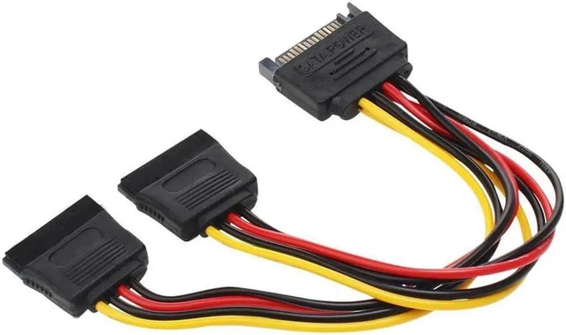 Alt view image 2 of 6 - Power Y Splitter Cable 15 Pin SATA Power Splitter Cable Adapter SATA 15 Pin Male to Dual Female Power Y-Cable 7 Inch - 2-Pack